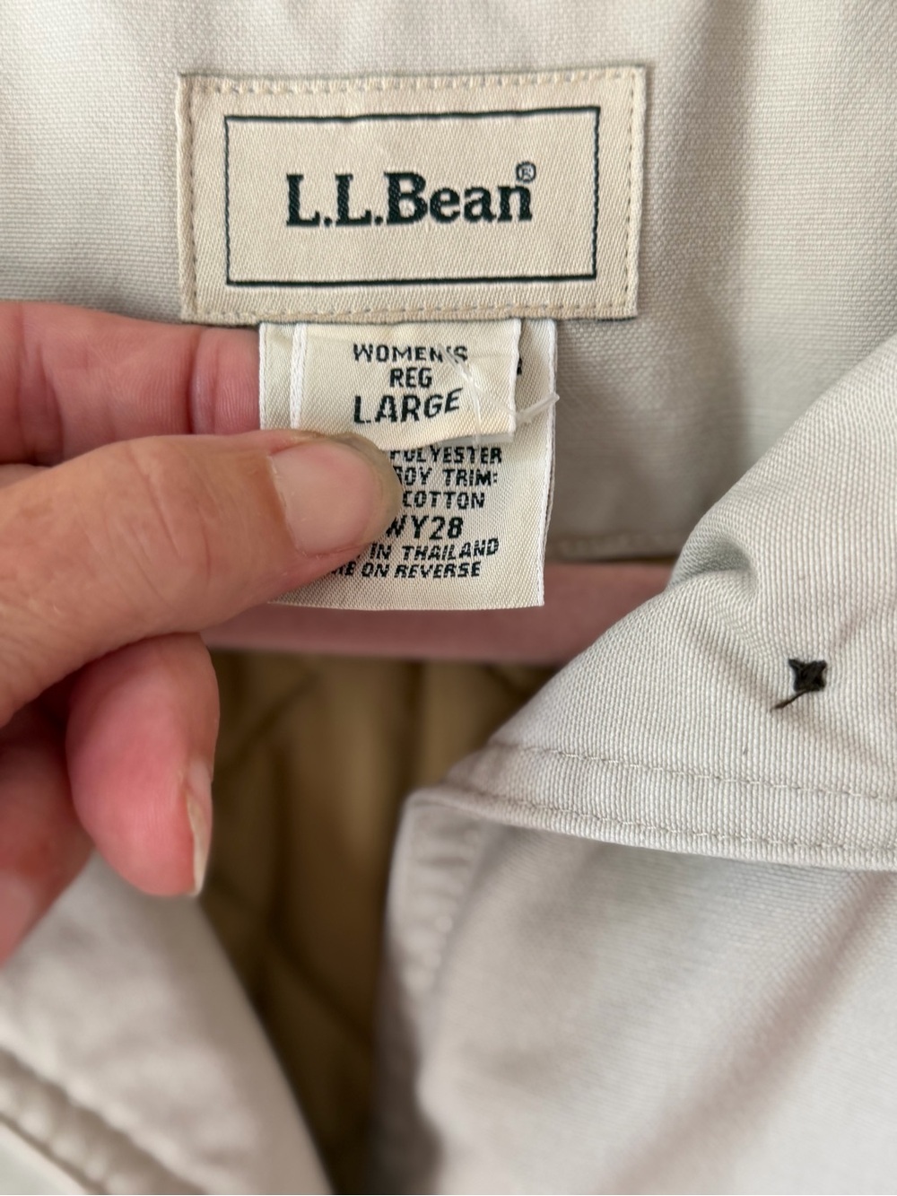 Women’s LL Bean Vintage Barn Jacket Tan Cotton Lined Size Large Regular - Picture 5 of 14